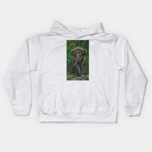 Baby Elephant in the tall grass Kids Hoodie